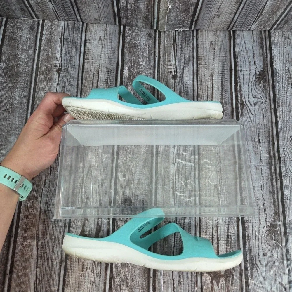 Women's Crocs Swiftwater Slide Sandals Strappy Sports Wear Comfort Blue Size 6 - Picture 2 of 8